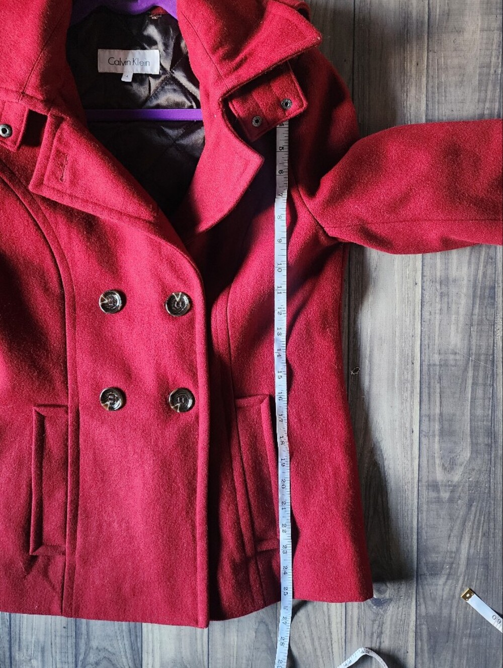 Calvin Klein Women's Red Wool Blend Peacoat - Picture 10 of 10